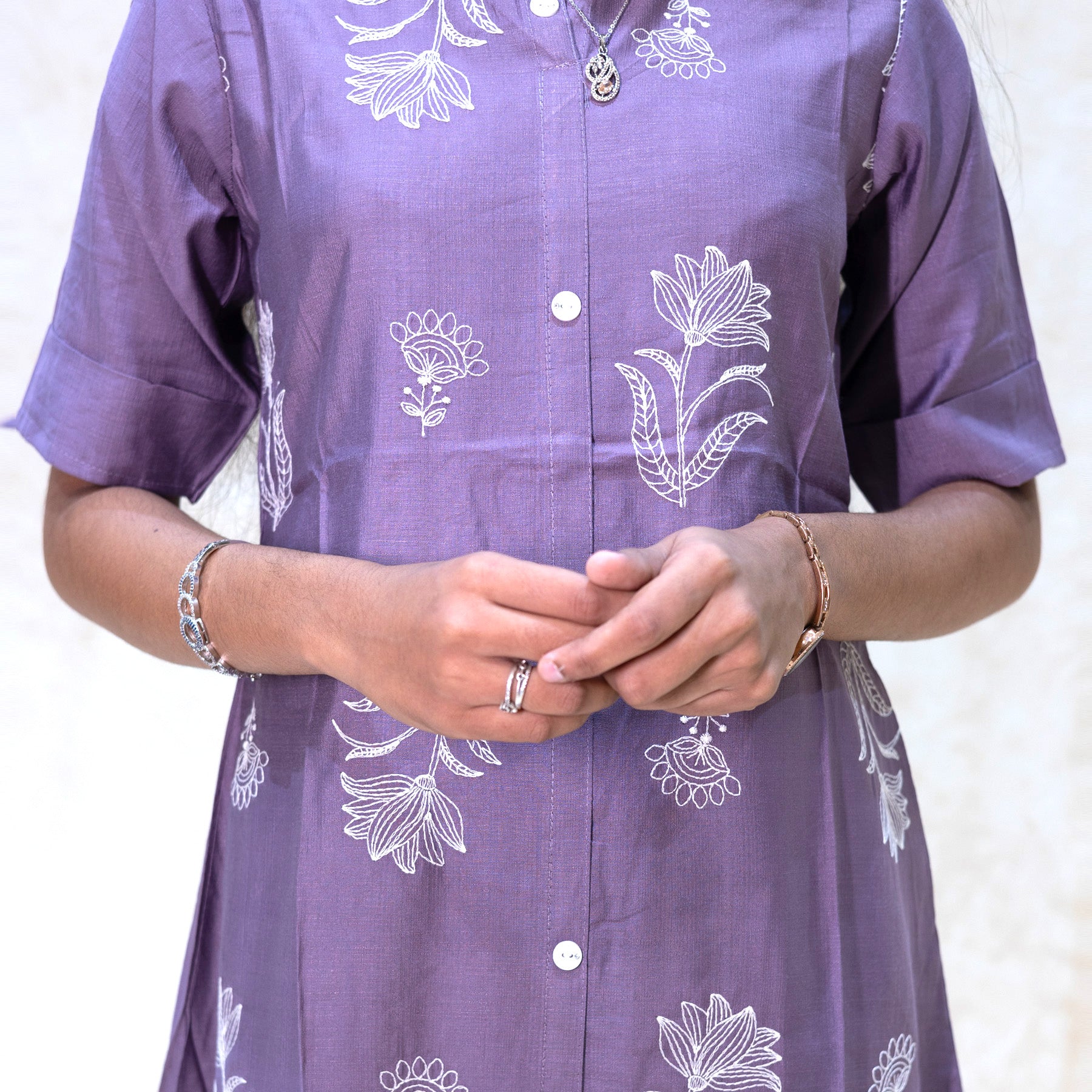 Vannam-Lavender With Floral Design Ladies Branded Umbrella Top Readymade