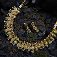 Antique Lakshmi coin Necklace with earrings - Thenianantham