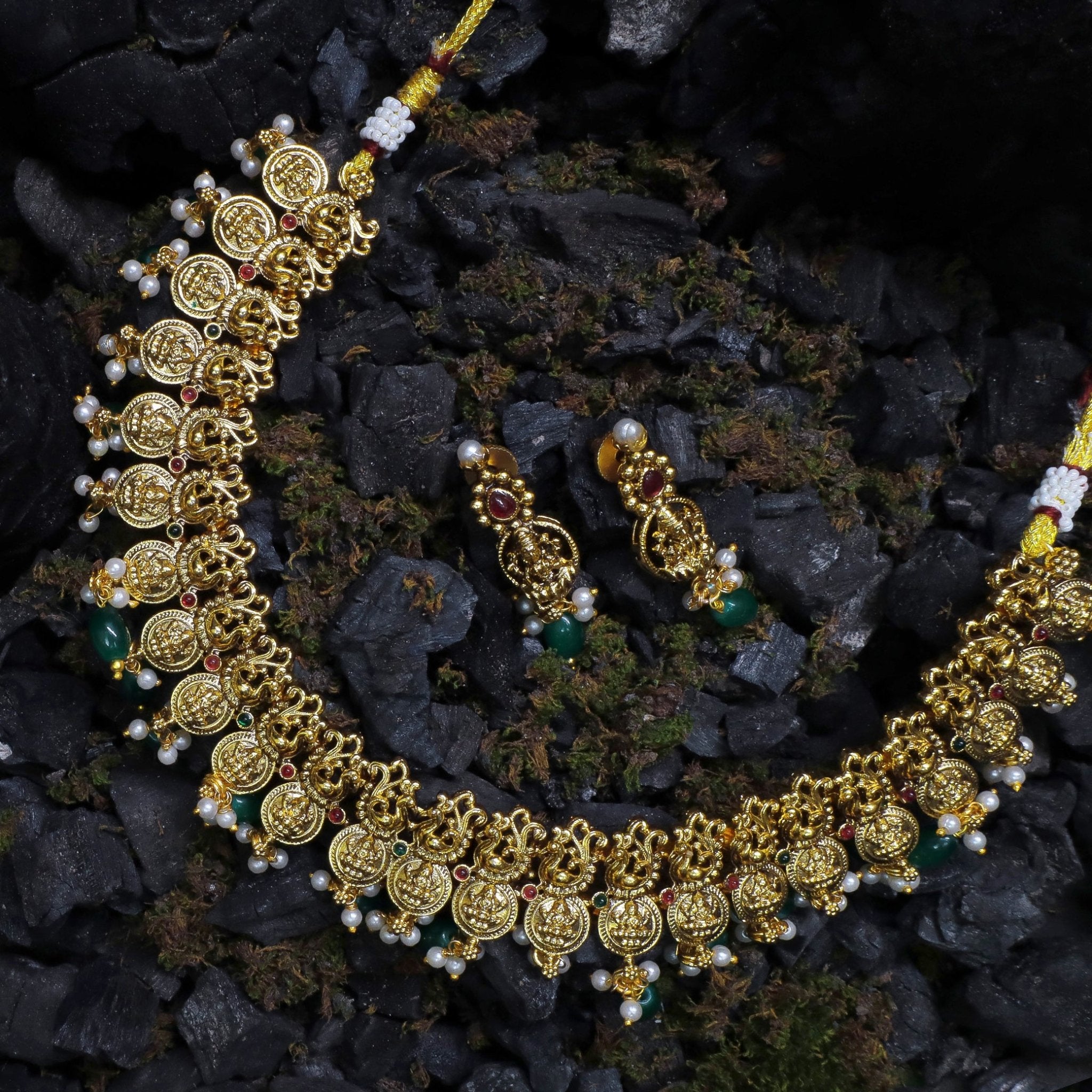 Antique Lakshmi coin Necklace with earrings