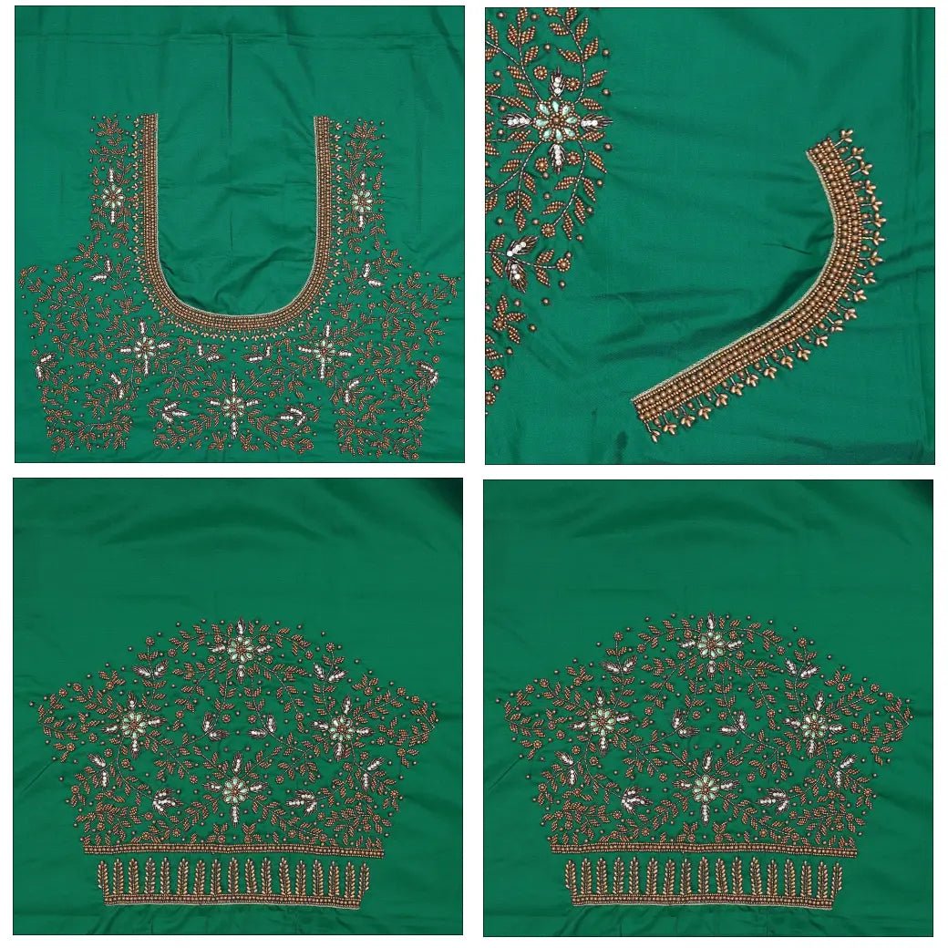 Deep Green Bridal Aariwork Blouse