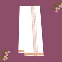 White with Copper Border Single Layer Cotton Men’s Dhoti