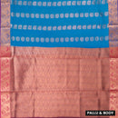 Blue With  Maroon  Silk Cotton Saree