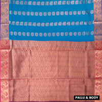 Blue With  Maroon  Silk Cotton Saree