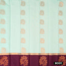 Pale Green With  Purple  Border Silk Cotton Saree