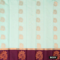 Pale Green With  Purple  Border Silk Cotton Saree