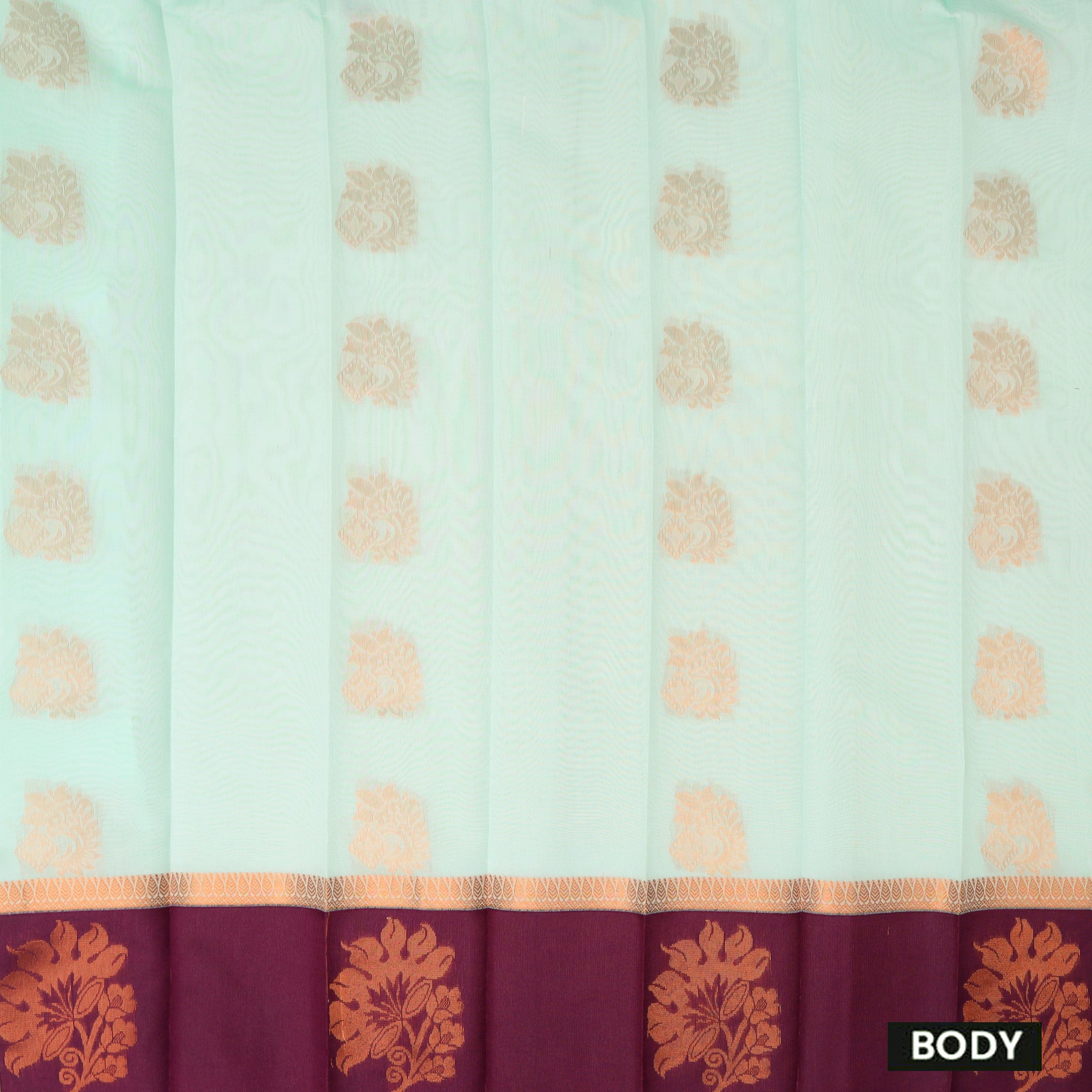 Pale Green With  Purple  Border Silk Cotton Saree