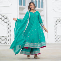 Ramar Green with Pink Ladies Branded Readymade Sharara Set