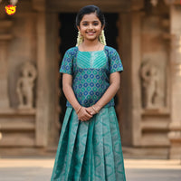 Rama Green Girls Branded Readymade Pattu Pavadai
