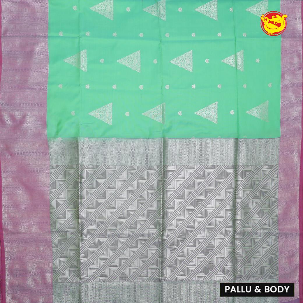 Light mint green with Light pink Soft Silk Saree - Thenianantham