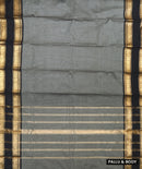Grey With Black Premium Quality Pure Cotton Saree