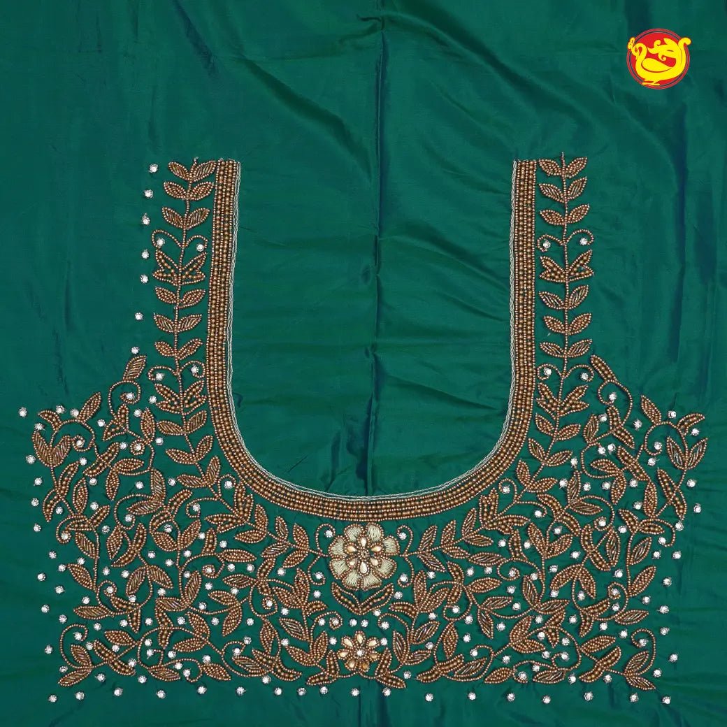 Rich Green Bridal Aariwork Blouse