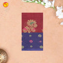 Brownish-Red With Blue Pure Bengal Cotton Saree without Blouse