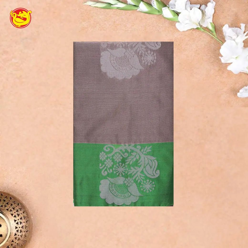 Gray with Green Soft Silk Saree