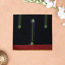 Black with Light Red Negamam Cotton Saree