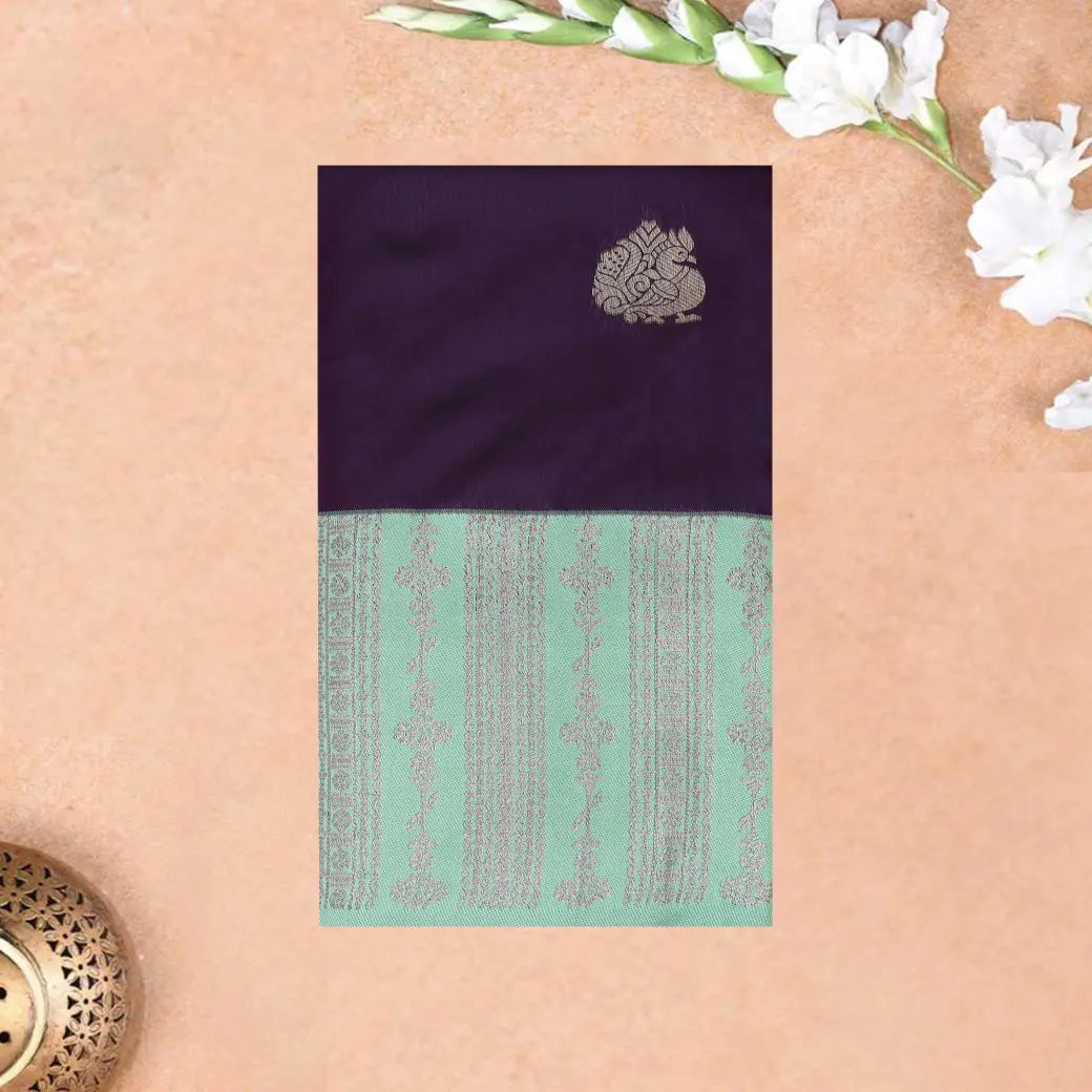 Dark Purple With Pale Green Soft Silk