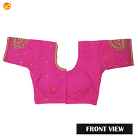 Pink With Aari Embroidery work Women Readymade Blouse