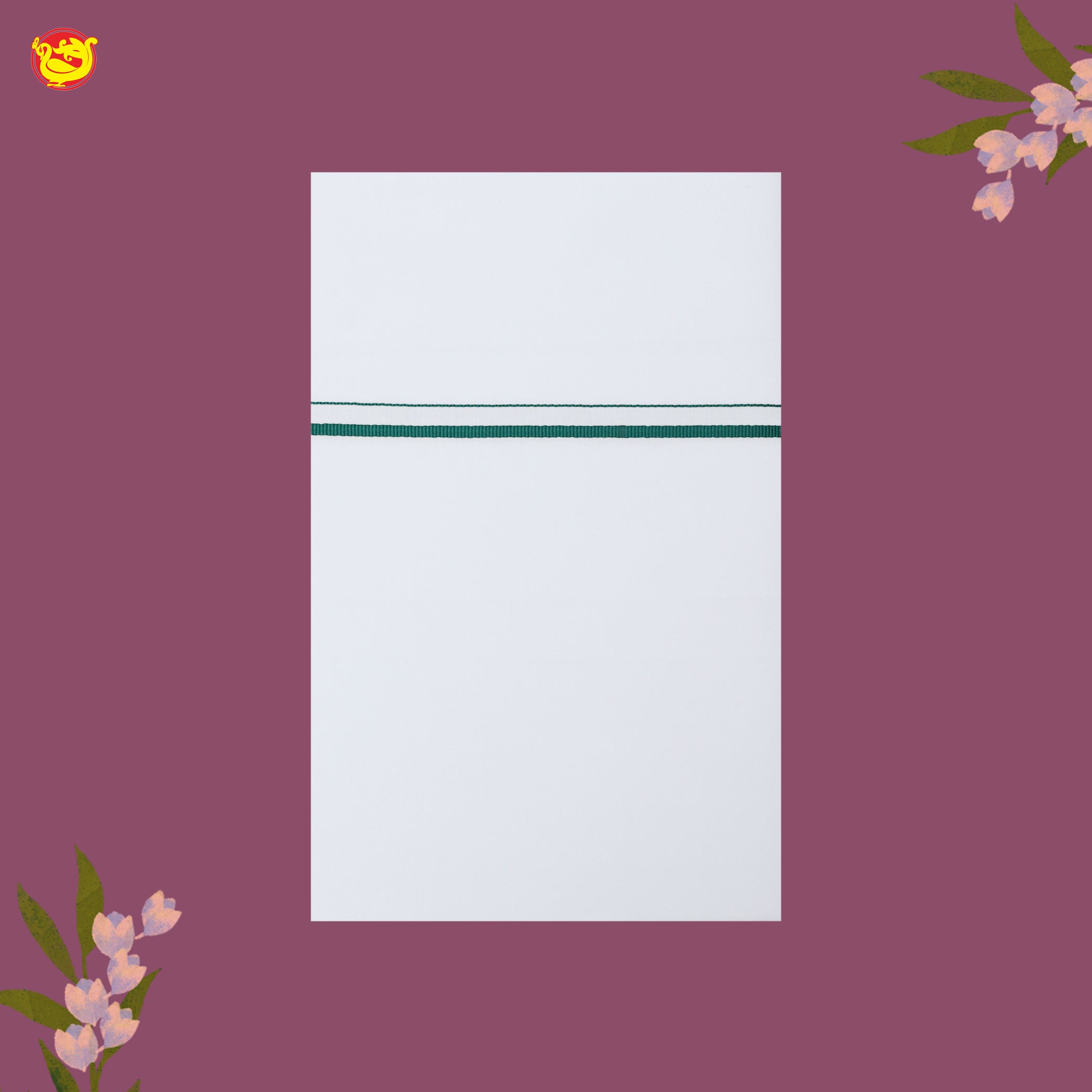 White with Green Fancy Border Single Layer Cotton Men’s Dhoti