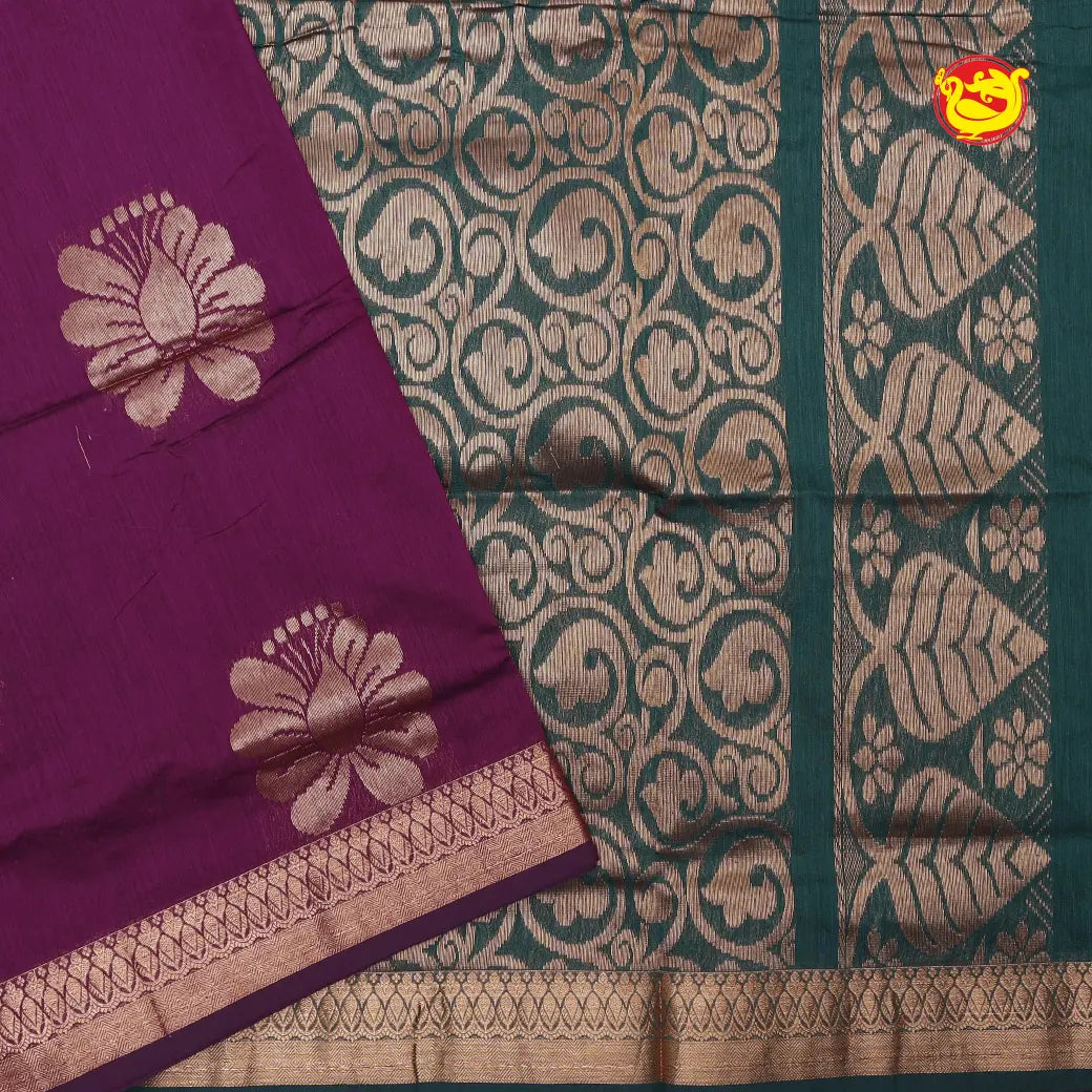 Purple With Dark Green Kalyani Cotton Saree