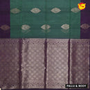 Green With Purple Pure Silk Cotton Saree - Thenianantham