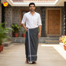Dark Grey -Men’s Plain Cotton Lungi – Soft & Comfortable