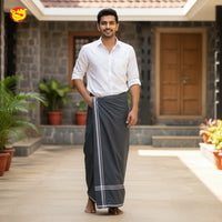 Dark Grey -Men’s Plain Cotton Lungi – Soft & Comfortable