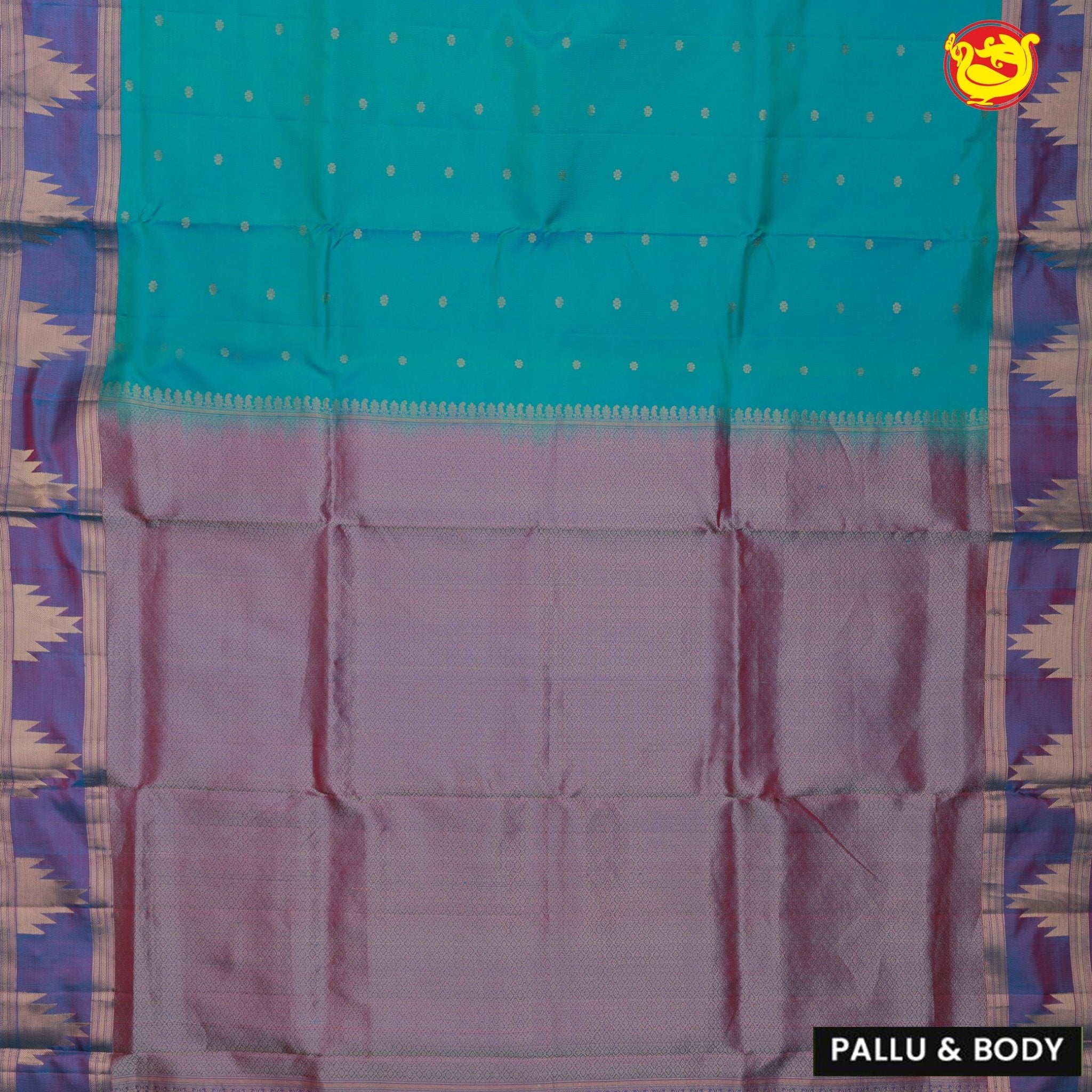 Blue with Purple 9 Yards Soft Silk Saree - Thenianantham