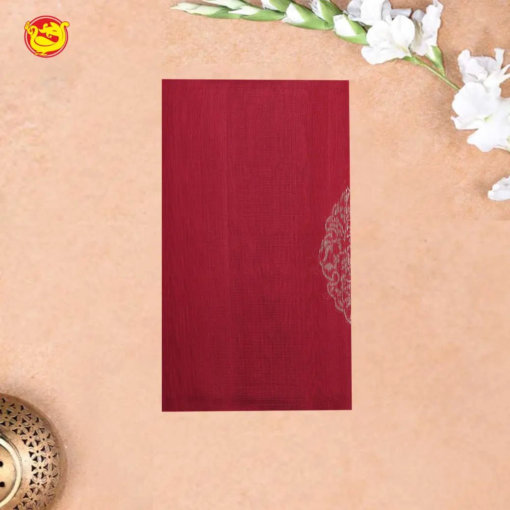 Maroon With Light Orange Pure Silk Cotton Saree