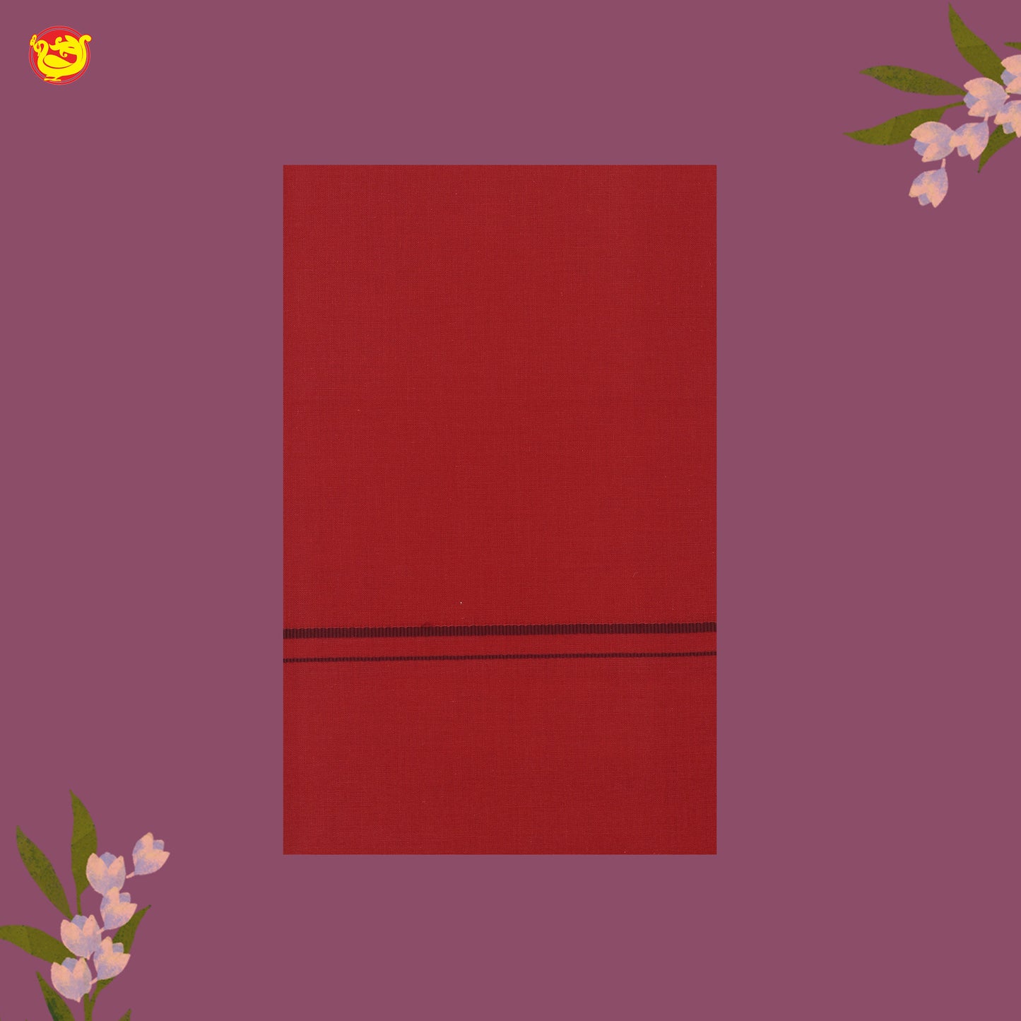 Red  With Brown Border Men’s Temple Wear Dhotis