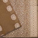 Dark Brown With Sandal Zari  Silk Cotton Saree