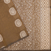 Dark Brown With Sandal Zari  Silk Cotton Saree