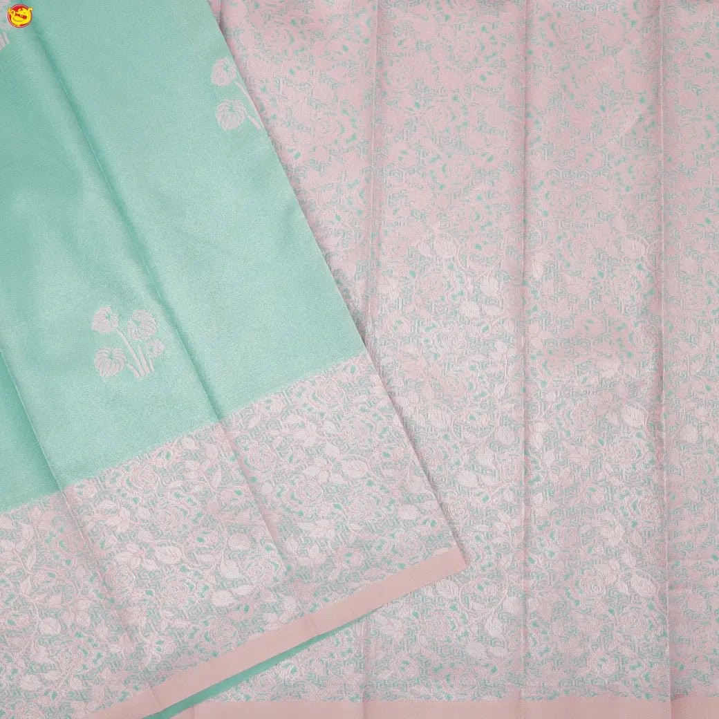 Light Sky blue with Peach Kubera Pattu Saree