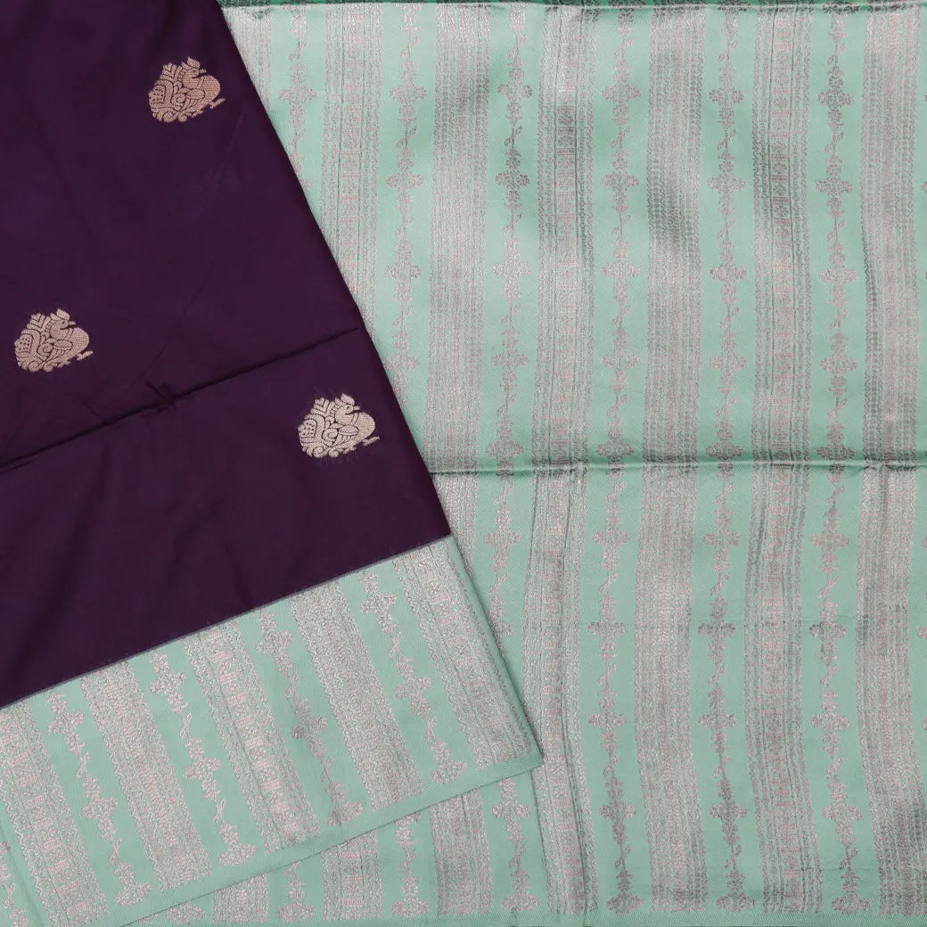Dark Purple With Pale Green Soft Silk