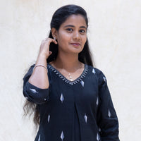 Yazhini-Black with White patterns and embroidery Ladies Branded Co-ord-set Readymade