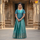 Rama Green Girls Branded Readymade Pattu Pavadai