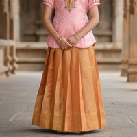 Pink with Orange Girls Readymade Pattu Pavadai Set