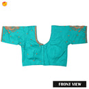 Turquoise With Aari Embroidery work Women Readymade Blouse