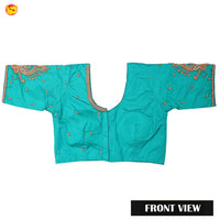 Turquoise With Aari Embroidery work Women Readymade Blouse
