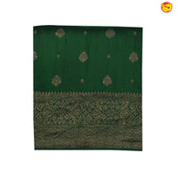 Dark Green With Floral Motifs Copper Zari Khadi Banarasi Tussar Silk Saree - Thenianantham