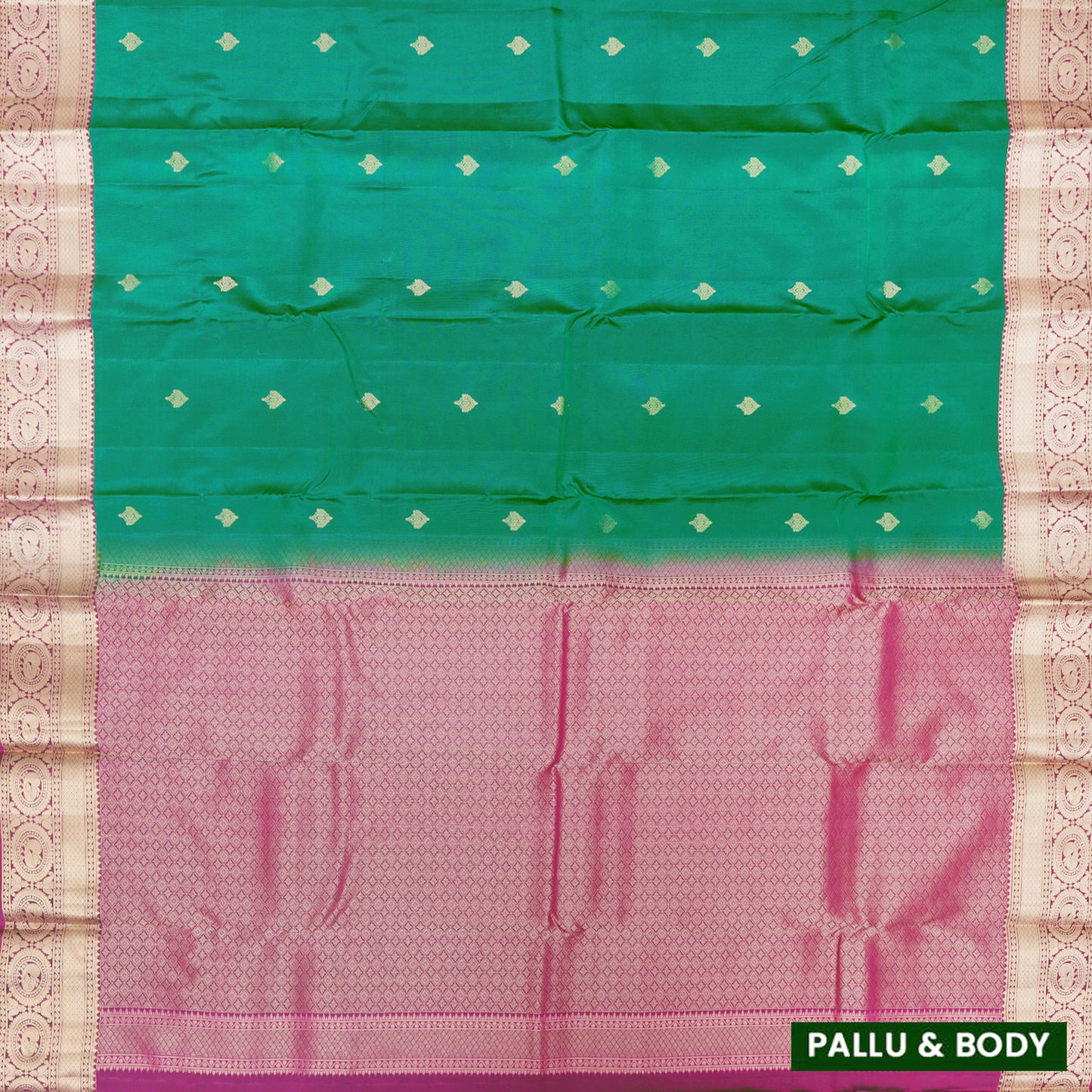 Green With Pink Yuvana Semi Soft Silk Saree