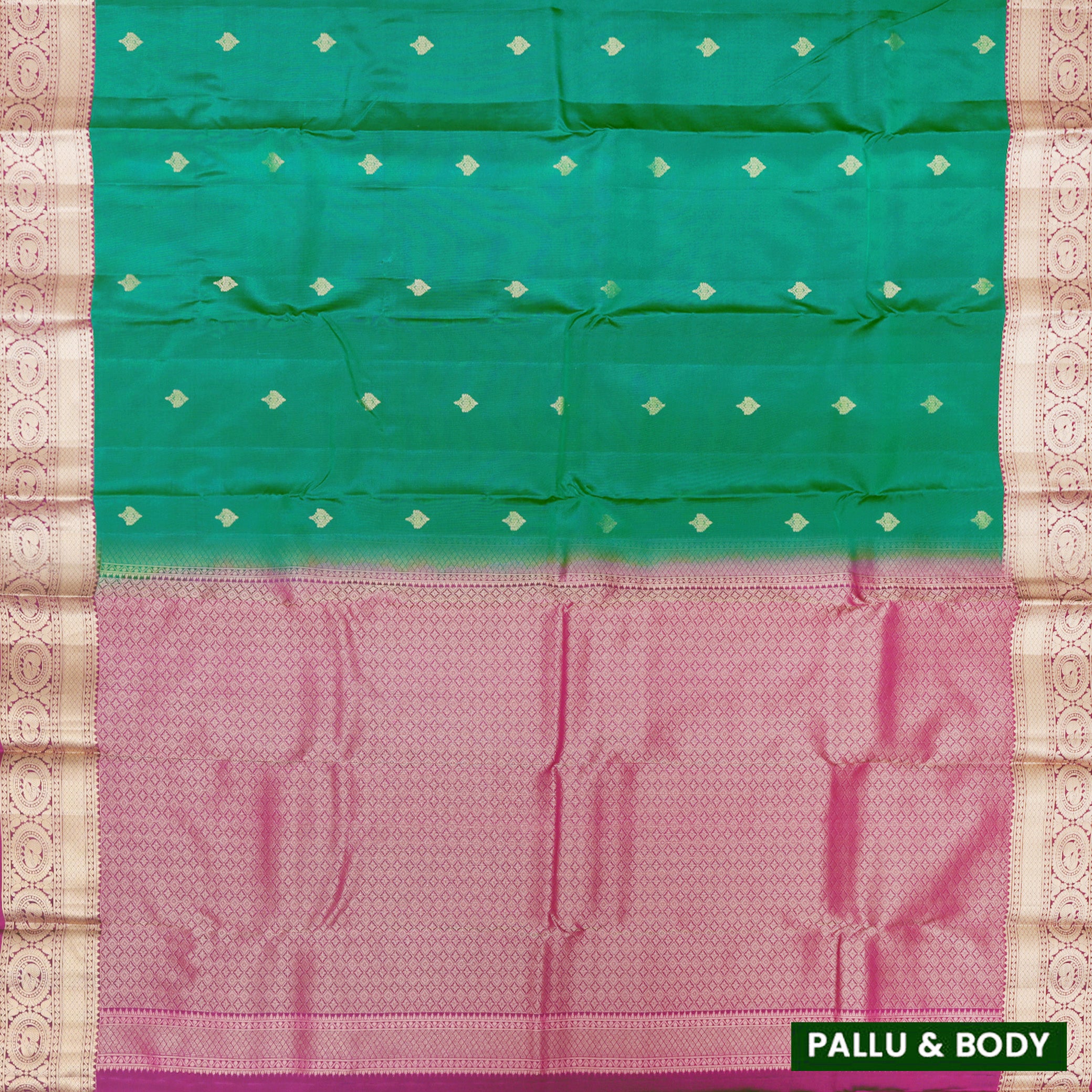 Green With Pink Yuvana Semi Soft Silk Saree