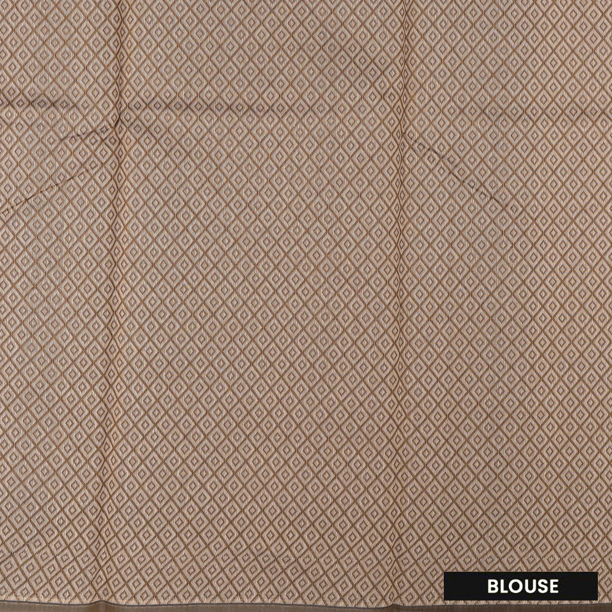 Dark Brown With Sandal Zari  Silk Cotton Saree