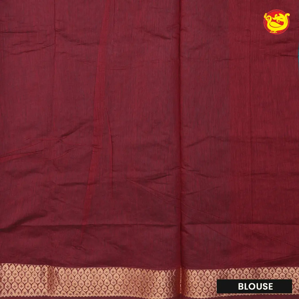 Teal green With Maroon Kalyani Cotton Saree