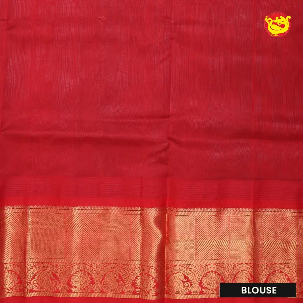 Gray with Red Arani Silk Cotton Saree - Thenianantham