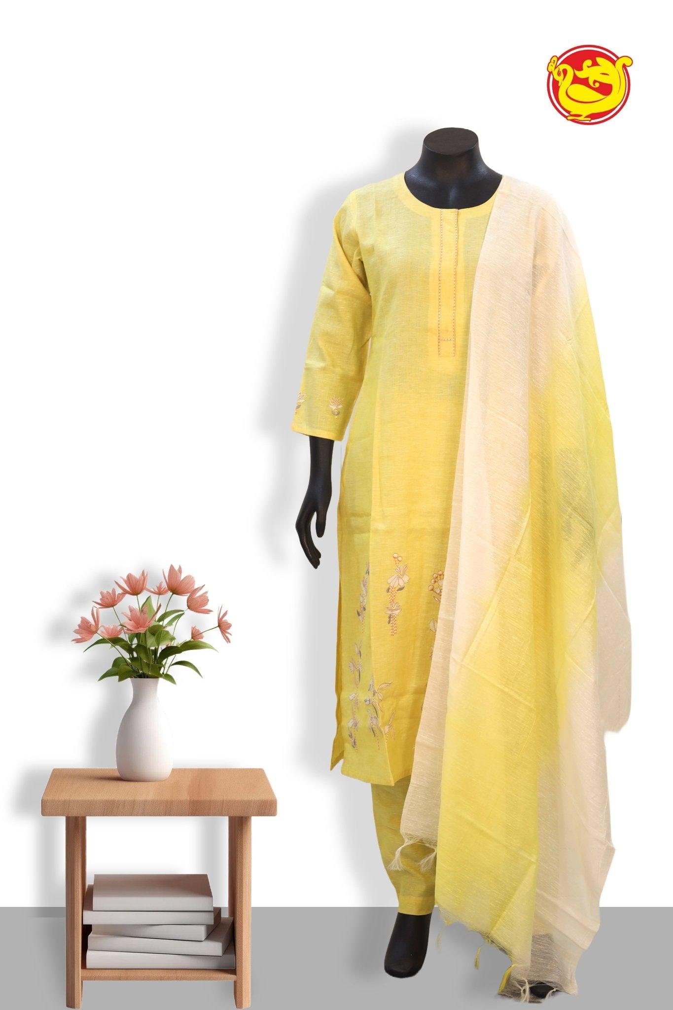 Yellow Ladies Branded Readymade Chudi Set