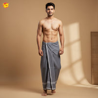 Ash Grey-Men’s Plain Cotton Lungi – Soft & Comfortable