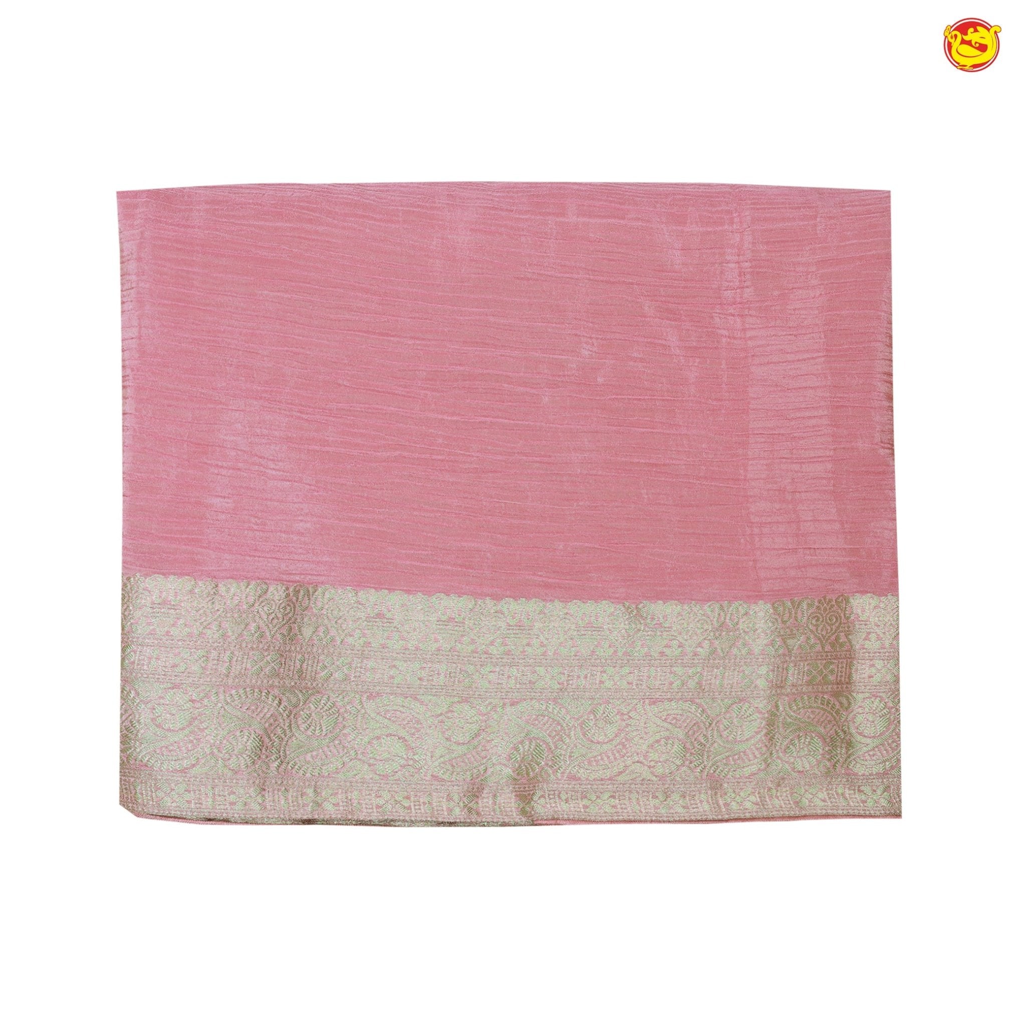 Dark Pastel Pink Stripes Design Tissue Crush Designer Saree with Readymade Designer HandWork Blouse