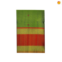 Light Green and Light Red With Floral Buttas Peacovk Border Kanchipuram Soft Silk Saree - Thenianantham