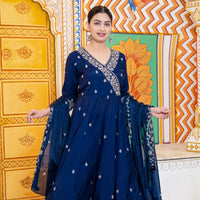 Blue Ladies Branded Readymade Anarkali Suit Set