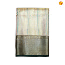 Beige Striped body with dark Green border Designer Silk Saree - Thenianantham