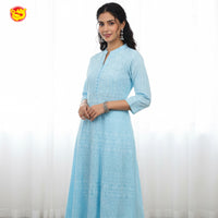 Light Blue With Floral Design Ladies Branded Umbrella Top Readymade